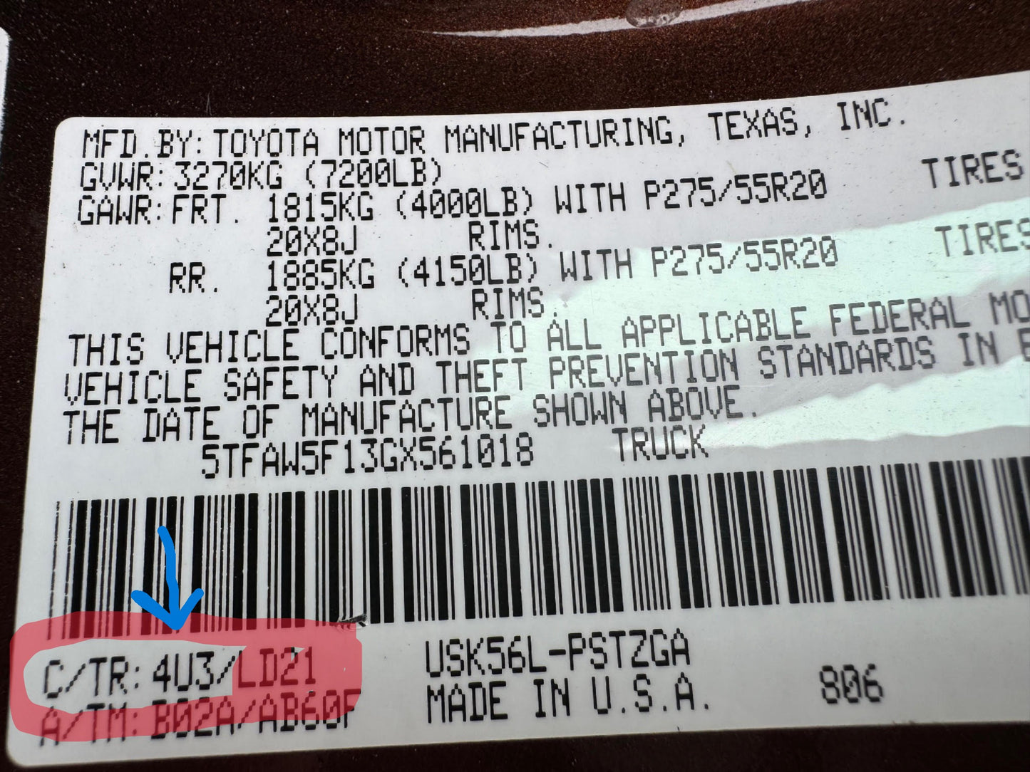 Toyota Tundra Hood Scoop w. Install Kit - ANY COLOR - 2014-2021